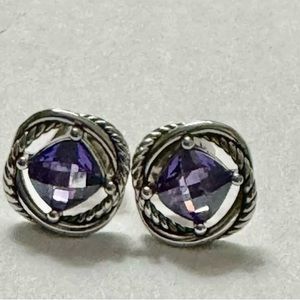 David Yurman Silver and Purple Earrings